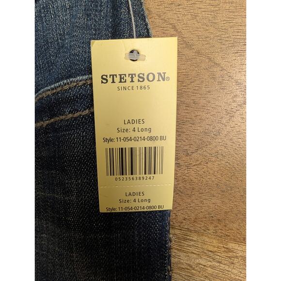 Stetson Straight Jeans Womens 4L Blue Denim Fitted Medium Wash "S" Back Pocket - Picture 4 of 5